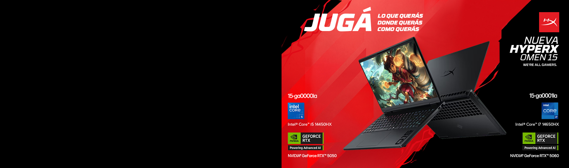 Jug&aacute; lo que quer&aacute;s. 2 vistas de la Nueva HyperX Omen 15. Not...