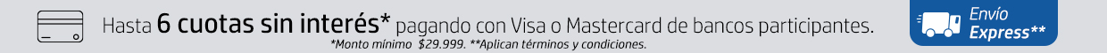 Paga tus compras hasta en 6 cuotas sin interés con tarjetas participantes. Aprovecha Envio Express