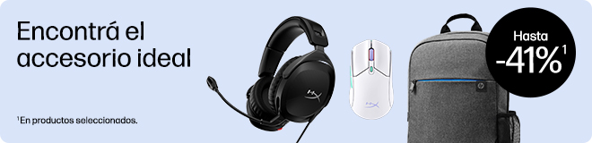 Encontr&aacute; el accesorio ideal para vos. Complement&aacute; tu d&iacute;a con estilo y funcionalidad. Collage de accesorios HP. Hasta -41%. (1) En productos seleccionados.