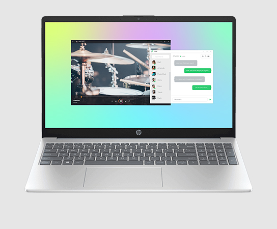 Imagen de una Notebook HP 15-fd0232la con aplicación en pantalla.