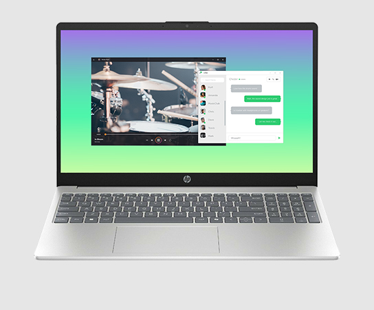 Imagen de una Notebook HP 15-fd0331la con aplicaci&oacute;n en pant...