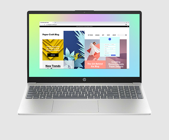 Imagen de una Notebook HP 15-fc0282la con aplicaci&oacute;n en pant...