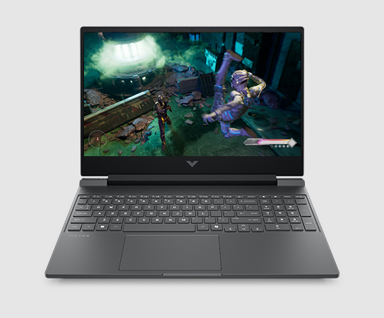 Foto de una Laptop HP Victus Gaming 15-fa2018la en vista fro...